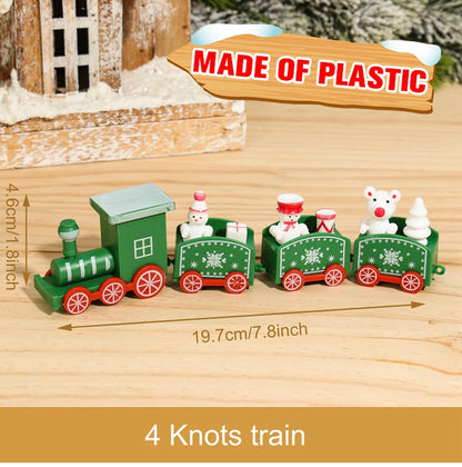 Christmas Train Decoration - Wooden & Plastic Holiday Train Ornament for Xmas Gifts