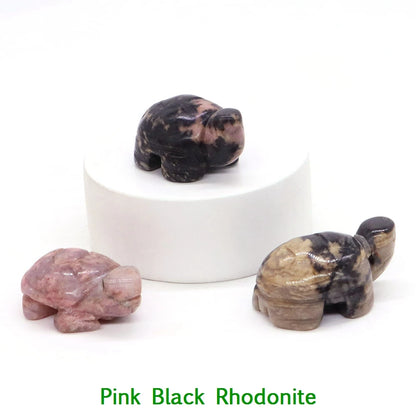 1.2" Mini Natural Crystal Stone Turtle Statue Reiki Healing Tortoise Figurine Amulet Fengshui Sculpture for Home Office Decor