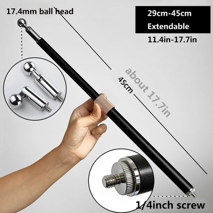 Metal Tube Extendable Rod Selfie Stick Monopod Extention Pole Stand Holder with 1/4inch Screw Ball Head for Mobile Phone Cameras