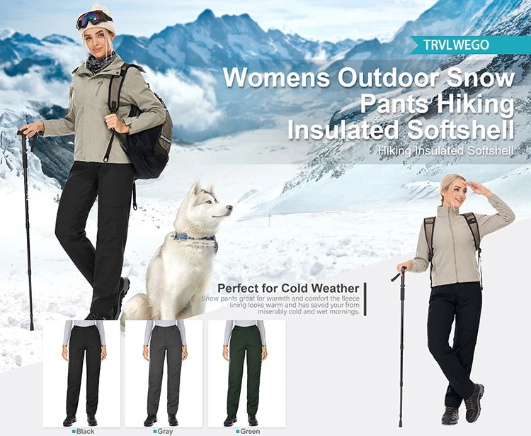 Windproof Thermal Pants for Women, Soft Trousers for Hiking, Camping, Outdoor Sports, Mountain Climbing, Travel, Winter