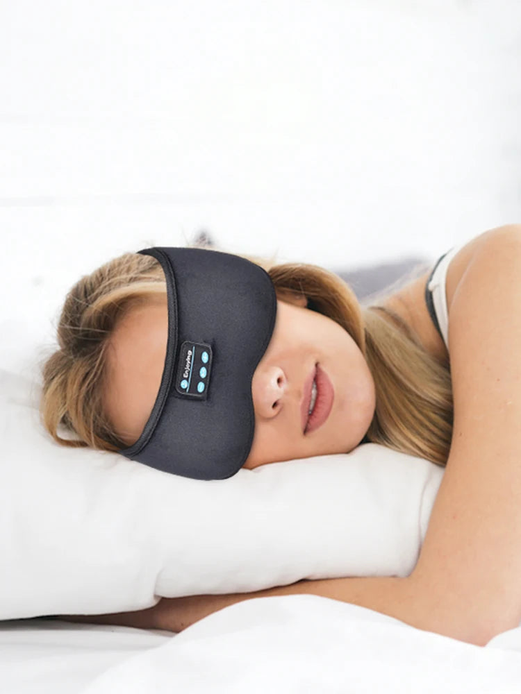 Headphones 5.3 Bluetooth Eye Mask, Wireless Sleeping Eye Mask for Men Women, Travel Eye Cover Light Block with Music