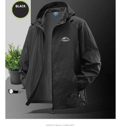Summer Waterproof Hiking Jackets Men Fishing Cycling Hooded Gym Sports Running Coat Outdoor Sun-Protective Thin Jacket Clothing