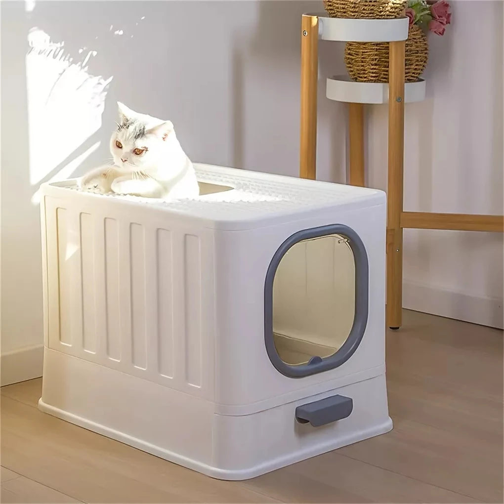 Leak-Proof Enclosed Cat Litter Box - Pull Drawer with Scoop and Lid - ZOOMNSTORE
