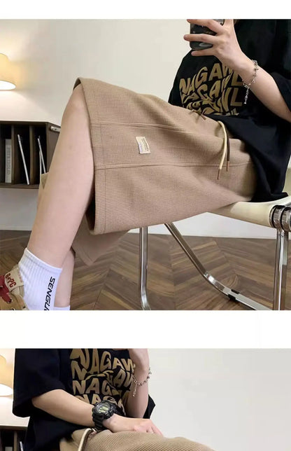 Korean Summer Men's Running Shorts Gym Wear Fitness Workout Shorts Sport Pants Tennis Basketball Soccer Training Waffle Shorts