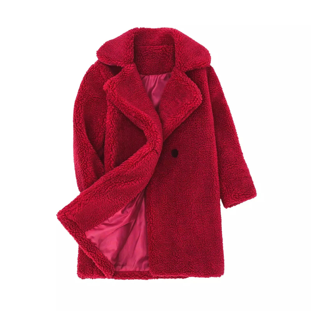 Lamb Fleece Girls Jacket Autumn Winter New Girls Long Style Solid Color Thick Warm Lapel Windbreaker For 2-6Y Girls Overcoat