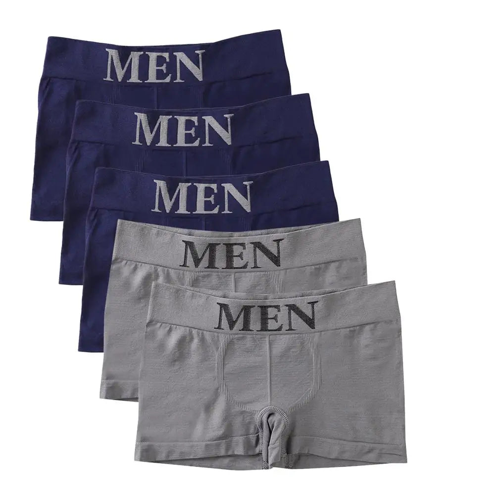 5PCS Thin High Elastic Men's Boxers Comfortable Plain Color Boxer Briefs Breathable Solid Underpants for Men