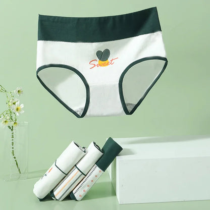 4Pcs/Set High Waist Cotton Panties Women Body Shaper Underwear Fashion Print Panty Girls Briefs Seamless Female Lingerie