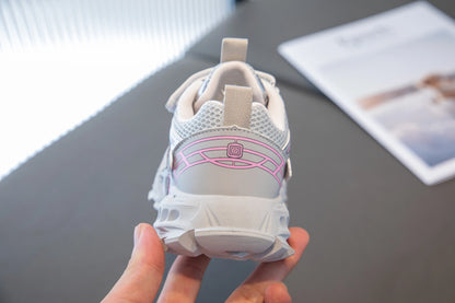 Girls Sports Shoes – Breathable Kids Mesh Sneakers With Rubber Outsole & Hook And Loop Closure