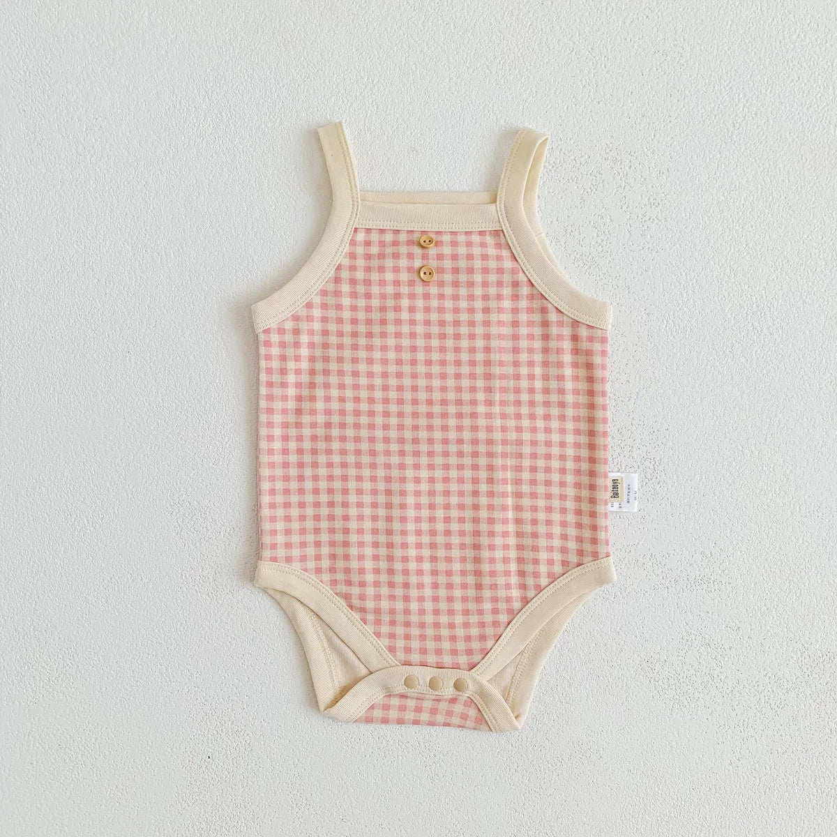 Baby Girls Jumpsuit - Soft Cotton Plaid Sleeveless Summer Romper with Snap Closure