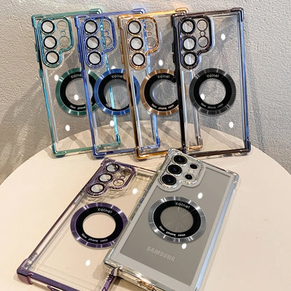 For Magsafe Plating Clear Cases For Samsung Galaxy S26 S25 S24 S23 Ultra S22 Plus S21 FE A36 A35 A34 A55 A54 A53 Magnetic Cover