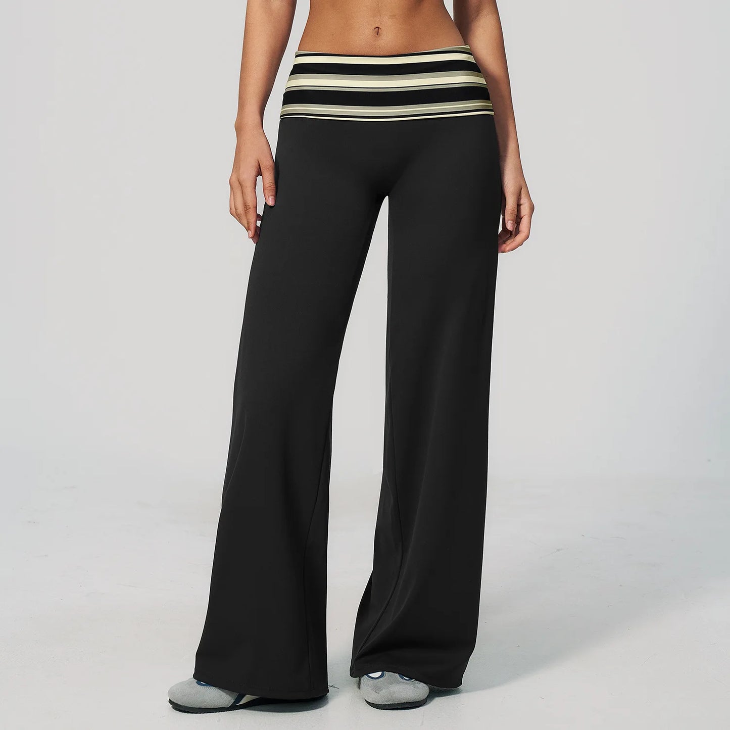 Women's Wide Leg Yoga Pants Breathable Sports Fitness Bell-bottoms High Waist Striped Yoga Pants Polka Dot Workout Flared Pants