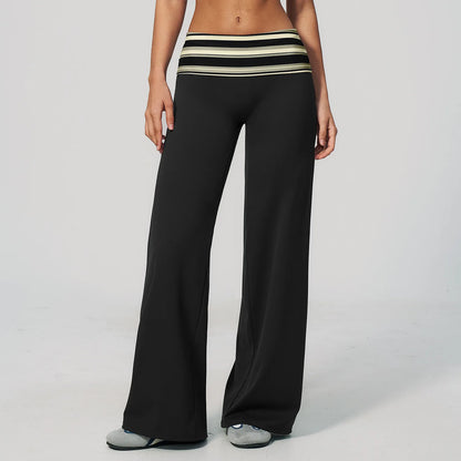 Women's Wide Leg Yoga Pants Breathable Sports Fitness Bell-bottoms High Waist Striped Yoga Pants Polka Dot Workout Flared Pants