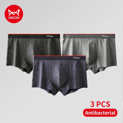 Mens Antibacterial Cotton Boxer Briefs - 3 Pack Striped  Printed Sizes L-5XL