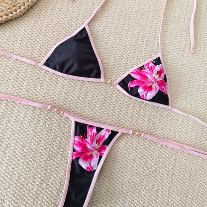 Sexy Thong Bikini - Micro Bikinis Two Piece Swimwear Set | Striped Print Beach Bathing Suit