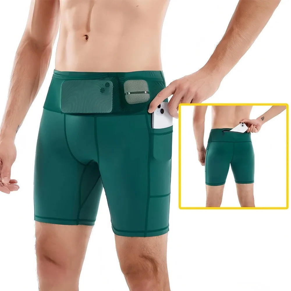 Summer New  Men's 3.0 Multipocket Compression Shorts Quick Dry Marathon Running Jogging Cycling Fitness Exercise Tight Shorts