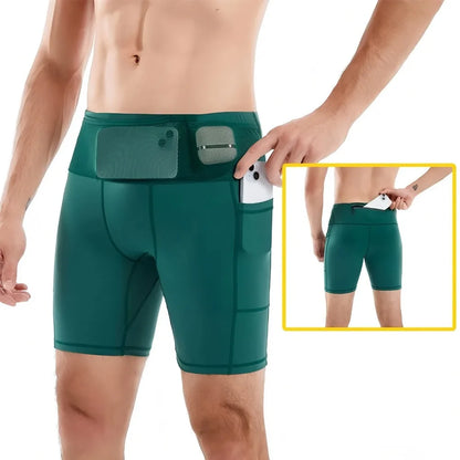 Summer New  Men's 3.0 Multipocket Compression Shorts Quick Dry Marathon Running Jogging Cycling Fitness Exercise Tight Shorts