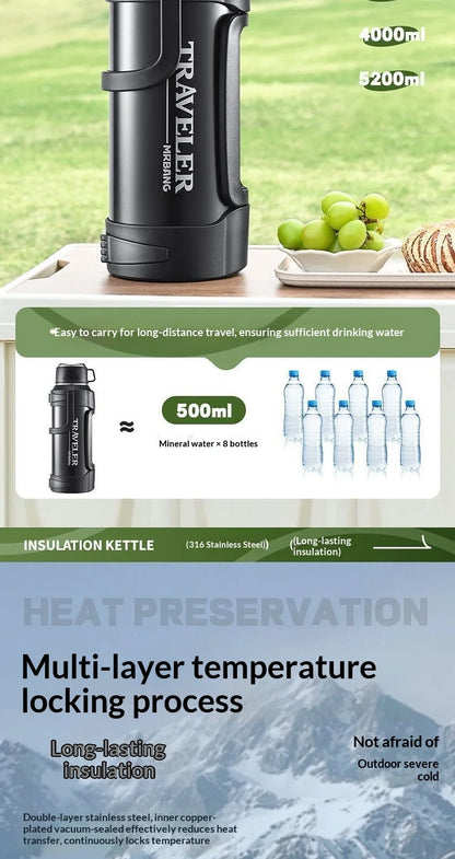 Large Capacity 1L Vacuum Water Bottle Double Wall Insulated 316 Stainless Steel with Handle Leak Proof for Car Office