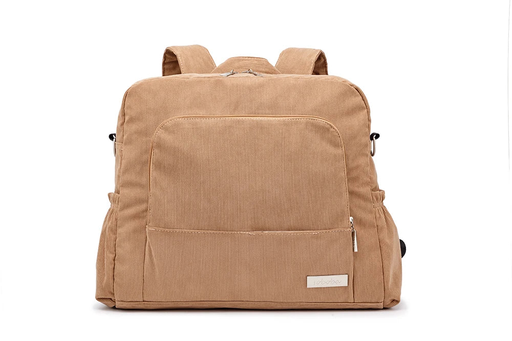 Soboba Large Capacity Diaper Backpack for Mom with Soft Corduroy Fabric and Convenient Design