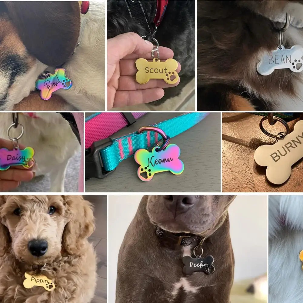 Personalized Pet ID Tag Safety Anti-Loss Dog Cat Tag with Instant Info Custom Engraved Stainless Steel Name Tag Durable Pet Tag