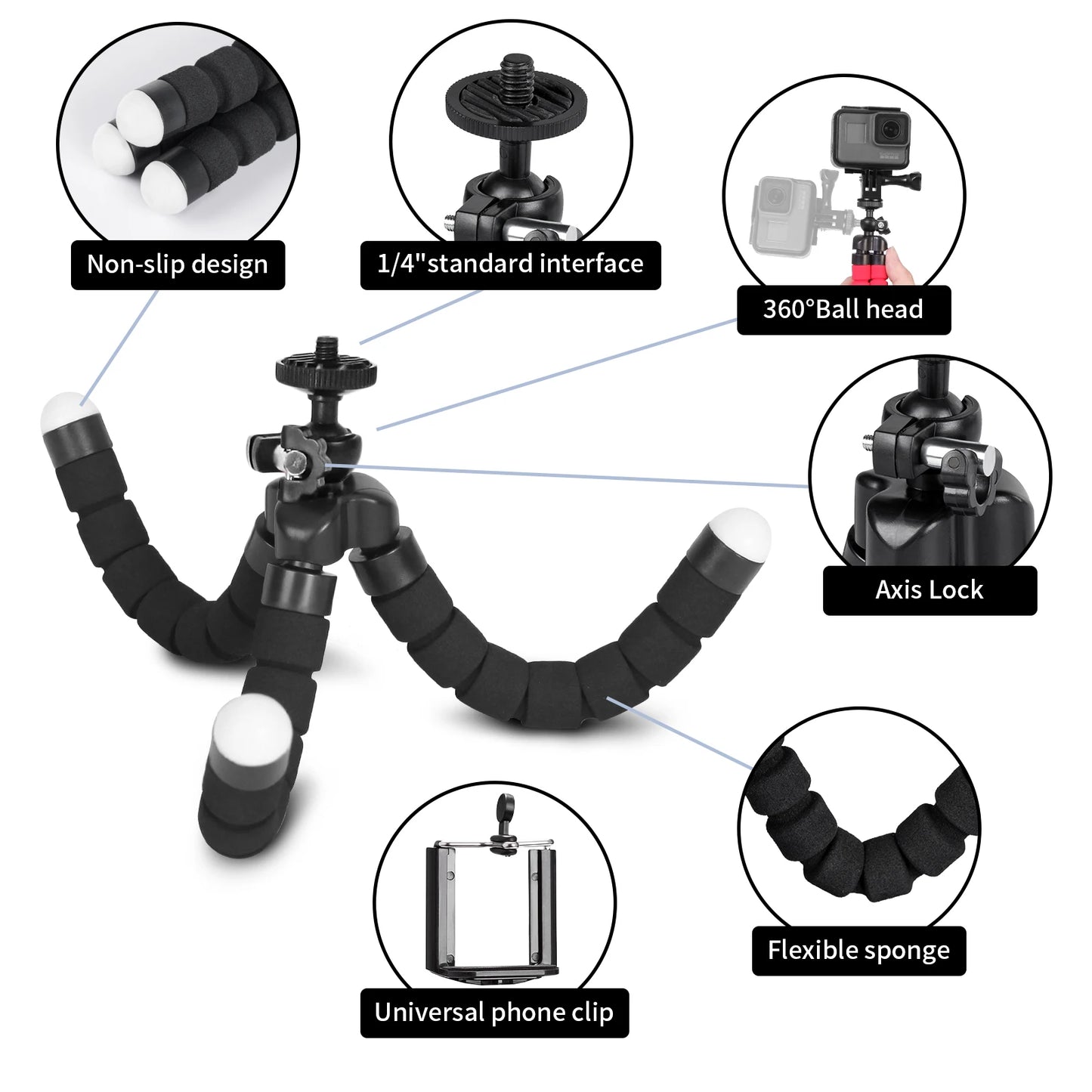 Tripod For Phone Flexible Sponge Octopus Mini Tripod For IPhone Mini Camera Tripod Phone Holder Clip Stand
