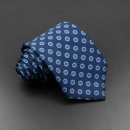 Mens Silk Tie - 75cm Soft Novelty Necktie in Blue Green Orange Floral Pattern
