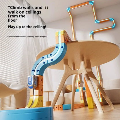 Electric Magnetic Track Train For Kids Montessori Toy Diy Magnetic Construction Tracks Non-Remote Control Model Car Learning Set