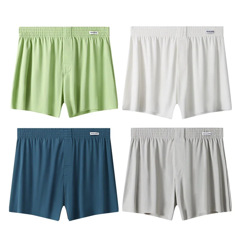 Mens Boxer Shorts Large Size - Ice Silk Breathable Sleepwear Pants | Loose Fit Boxers