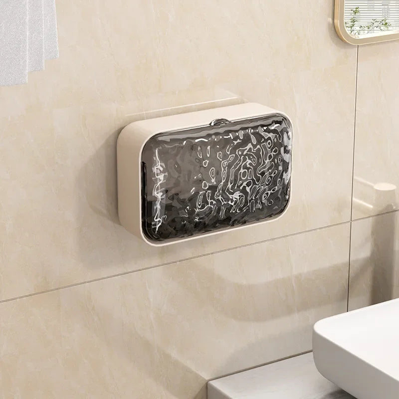 Bathroom Soap Holder Free-Punching Wall Mounted Soap Sponge Holder Organizer Double Drainage Soap Dish Bathroom Accessories