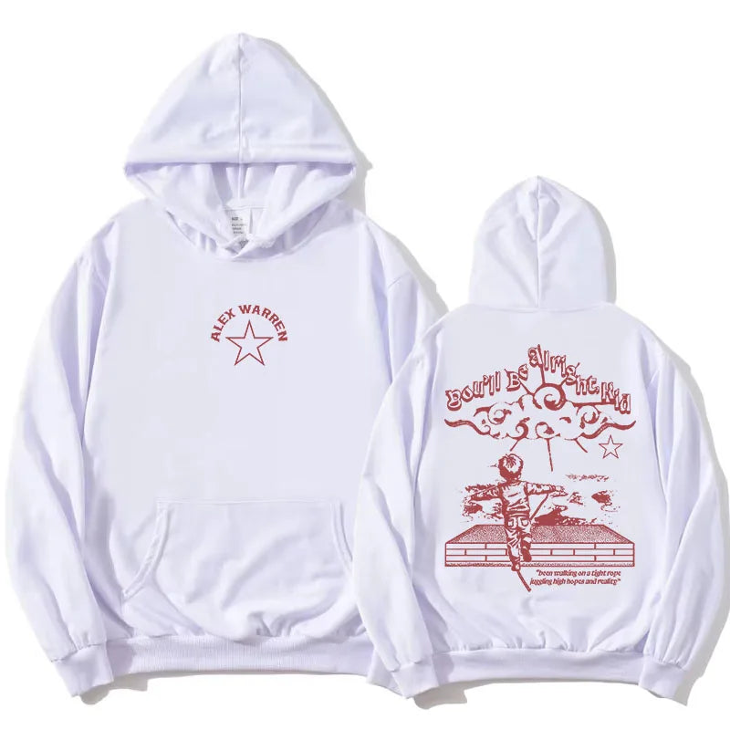 Alex Warren You'll Be Alright, Kid Hoodies Fashion Long Sleeve Hooded Sweatshirts Casual Design Graphic Print Pullovers Unisex