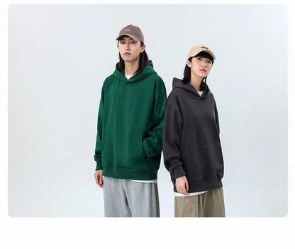 16.9oz 480gsm Heavy Weight Cotton Plus Velvet Hooded Sweater Men Thickened Tight Polar Fleece Pullover Hoodie Women Sweatshirt
