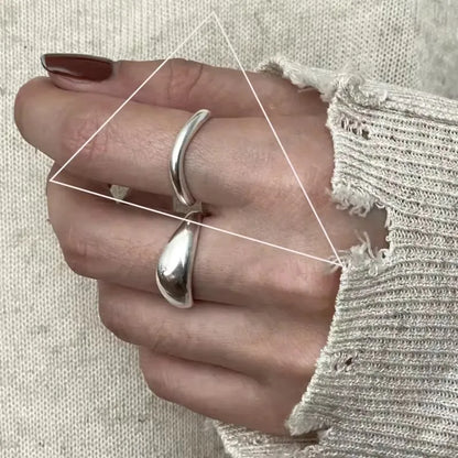 Sterling Silver Rings Adjustable Vintage Hip Hop Couples Silver Bands | Hollow Line Design