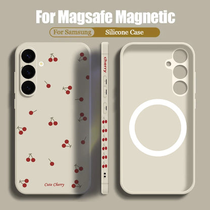 Little Cherry Magnetic Case For Samsung Galaxy S25 FE S26 S25 S24 S23 S22 Ultra Plus For Magsafe Wireless Charge Lanyard Cover