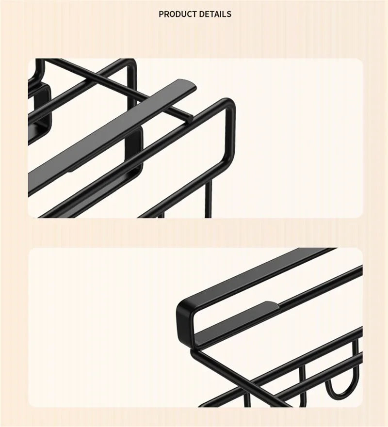 Kitchen Organizer Rack - Stainless Steel Hanging Kitchen Rack with Hooks for Cutting Board, Paper Towel & Pot Lid Storage