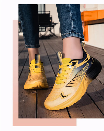 New Purple Orange Gradient Mesh Running Shoes for Men & Women, Lightweight Breathable Athletic Sneakers