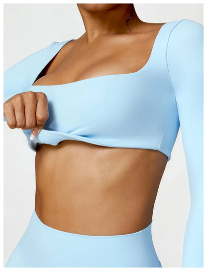 Women Yoga Suit - Quick Dry Gym Tracksuit With Long Sleeve Top & High Waist Leggings