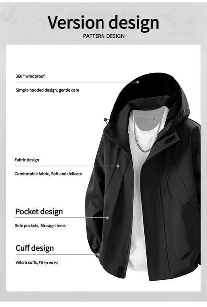 Windproof Waterproof Jacket - Plus Size Workwear Coat With Breathable Zipper Closure