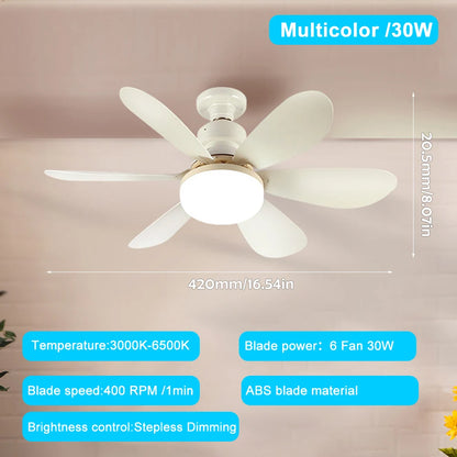 E27 Base 40W LED Ceiling Fan Light 3 Adjustable Lighting Modes Remote Control High Wind Power Electric Fan Light for Living Room