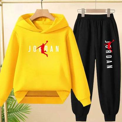 Children's Sportswear Set with Hoodie Sweatshirt And Long Pants Suitable for Kids Aged 3-13 Years Old for Engaging in Sports