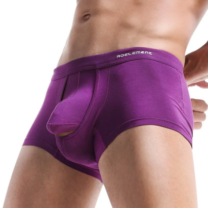 Gun-bullet separation underwear for men, scrotal support venous bottom pants, ice silk bag, curved men's briefs