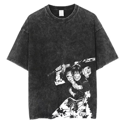 Jujutsu Kaisen T Shirt Men Women Tshirt Gojo Satoru Washed Cotton T-shirt Clothing Summer Short Sleeve Oversized Tees Streetwear