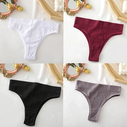 FINETOO 4PCS/Set Seamless Women Pantys High Waist Briefs Solid Color Brazilian Panties Girls Sexy Underpants For Women Lingerie