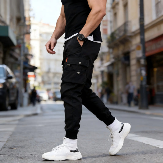 2025 New Trendy Solid Color Pants, Multi Flap Pocket Men's Cargo Pants, Loose Casual Outdoor Pants, Men's Work Pants oversized