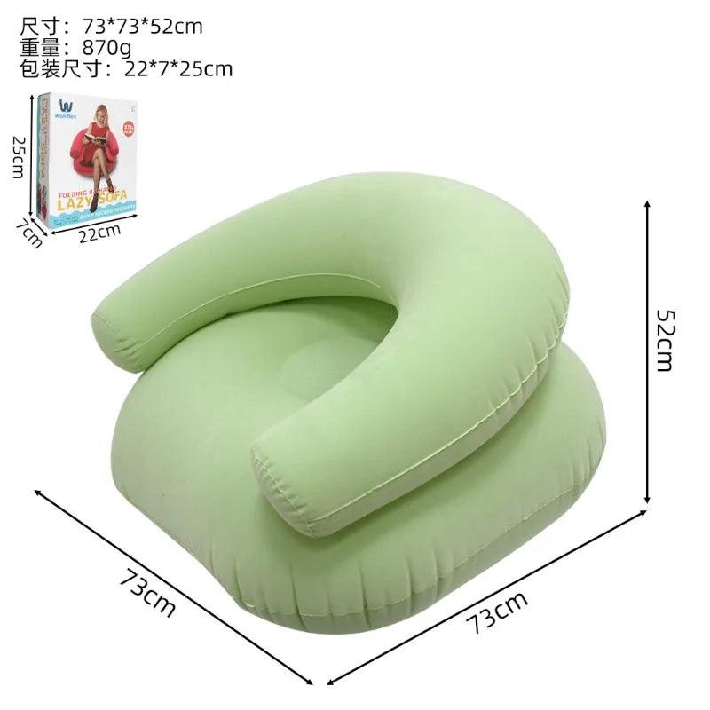 Inflatable Lazy Sofa U-shaped Flocking with Armrests, Backrest Seat Outdoor Pvc Indoor Portable Single Inflatable Sofa
