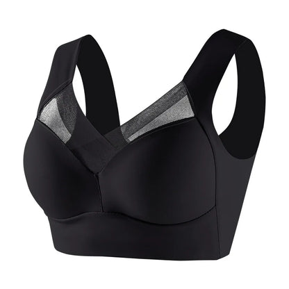 Plus Size Sports Bra - Seamless Wire Free Push Up Brassiere With Wide Straps
