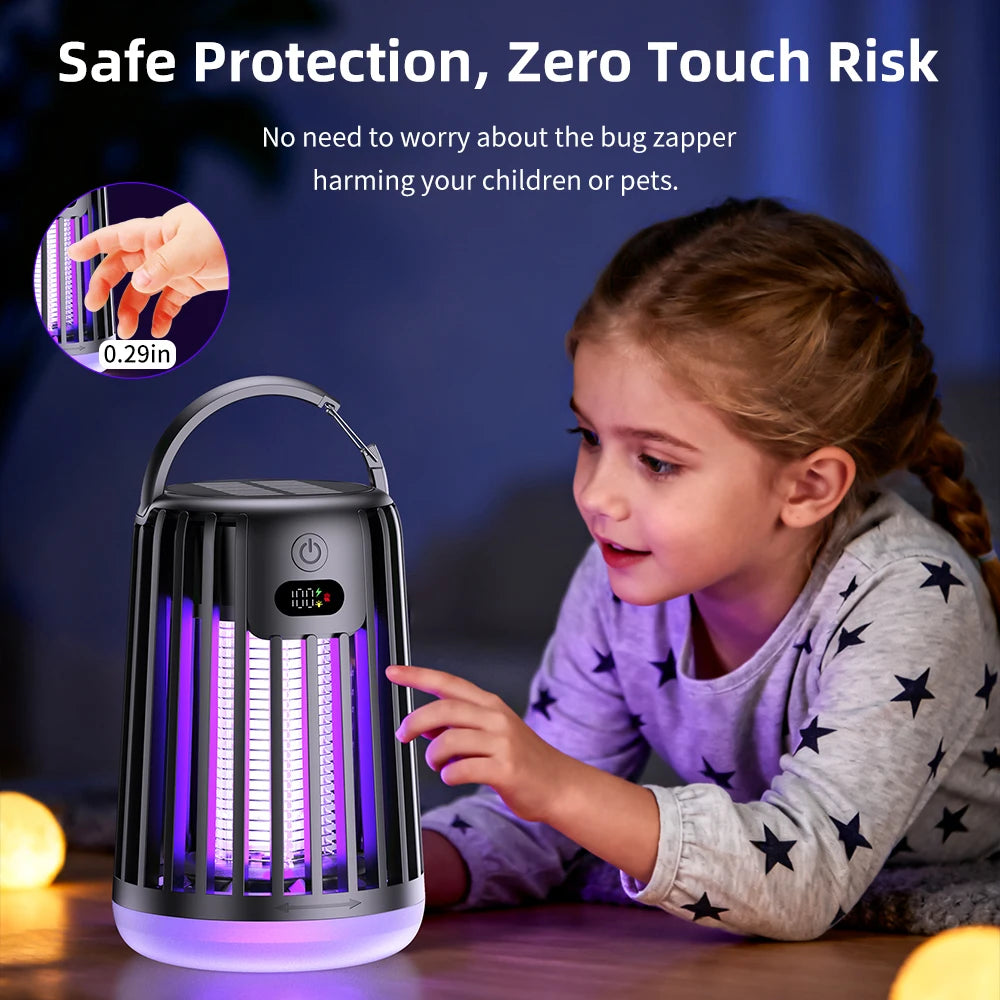 Solar Garden Light Fly Zapper Outdoor Solar Powered with Rechargeable Insect Fly Trap Garden Mosquito Killer Lamp Street Light