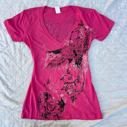 Summer New Millennium Women's Y2K Slim Fit T-Shirt Spicy Girl Retro Style Women's Printed Top