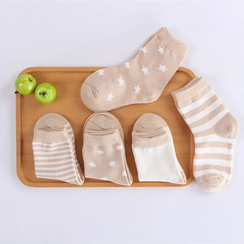 5 Pairs/Lot Kids Soft Cotton Socks Boy Girl Baby Infant Fashion Stripe Warm For Autumn Winter 0-6 Years Children Cartoon Sock
