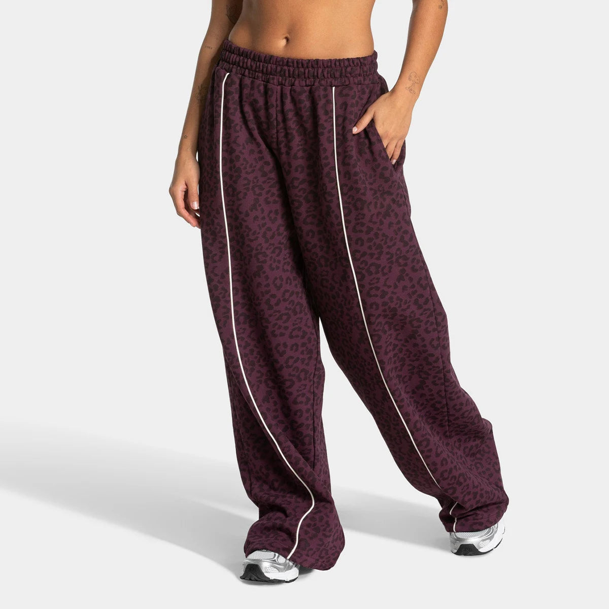 Women High Elastic Leopard Print Yoga Pants Loose Wide Leg Fitness Workout Pants Butt Lifting Slim Casual Sports Trousers