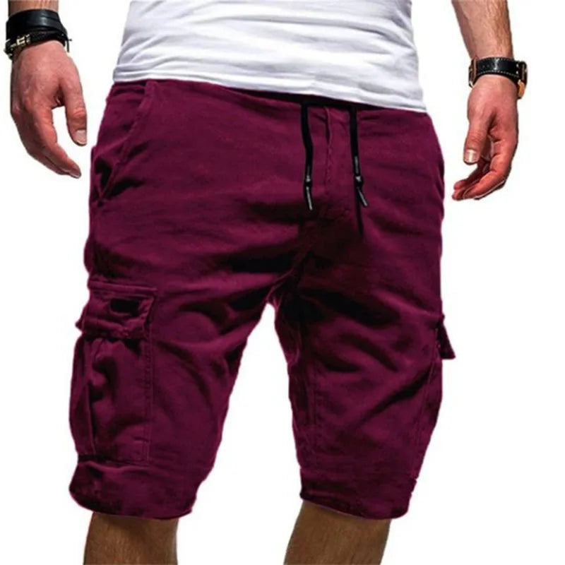 Men's Cargo Shorts – Green Summer Bermuda With Flap Pockets & Drawstring Waist