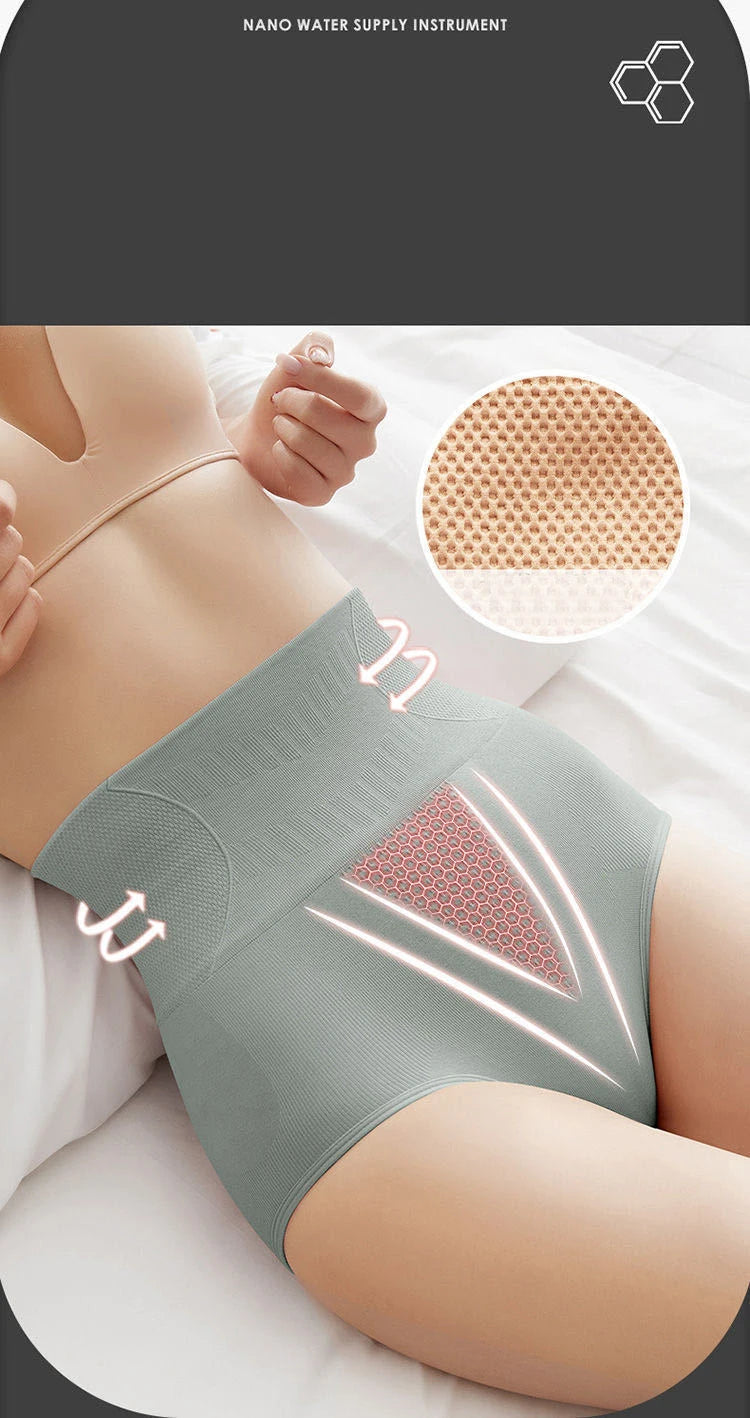 High Waisted Compression Lady Panties for Women Strong Hip Lifting Underwear Graphene Antibacterial Cotton Crotch Female Briefs